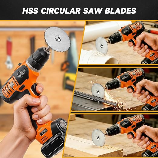 55PCS Cutting Wheel Set for Rotary Tools, Premium Cutting Discs, HSS Circular Saw Blades, Resin Cutting Discs, 545 Diamond Cutting Wheels for Cutting Metal, Stone, PVC and Make DIY Craft