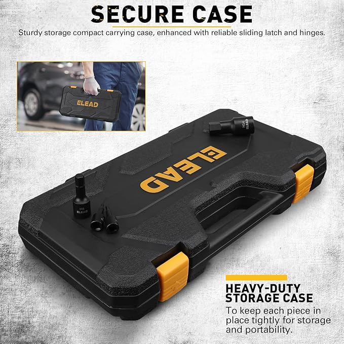 Hex Bit Impact Socket Set: 36-Piece with 4 Adapters, 1/4", 3/8", 1/2"Drive Master Allen Socket Set, Cr-V Steel, SAE and Metric, H5-H19 & 3/4"-5/64", Reinforced Storage Case, Automotive Mechanic
