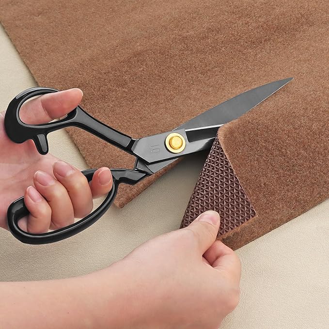 Left-Handed Fabric Scissors, 10-inch High-Carbon Steel Tailor's Shears, Suitable for Cutting Clothing, Fabric, Leather, Sewing and Handcrafted Design