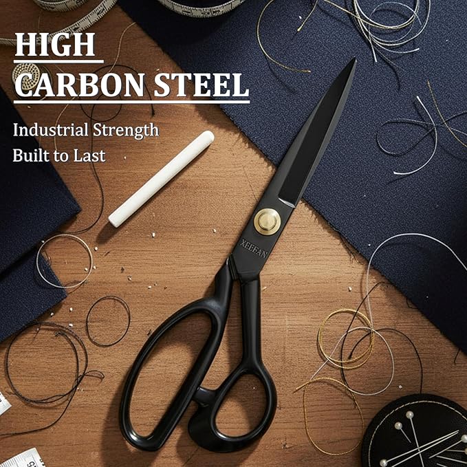 Fabric Scissors 9 Inch Professional Sewing Shears for Fabric,Cloth Cutting Sharp Heavy Duty Scissors Large High Carbon Steel Tailor Shears for Home Office School (9 inch)