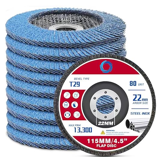 Abrasives Flap Discs 4-1/2",10 Pack,4.5" x 7/8" Type 29 Premium High Density Zirconia Flap Sanding Discs for Angle Grinder,Grinding Wheels,Sanding Discs,Flap Discs for Wood & Metal.(80 Grit)