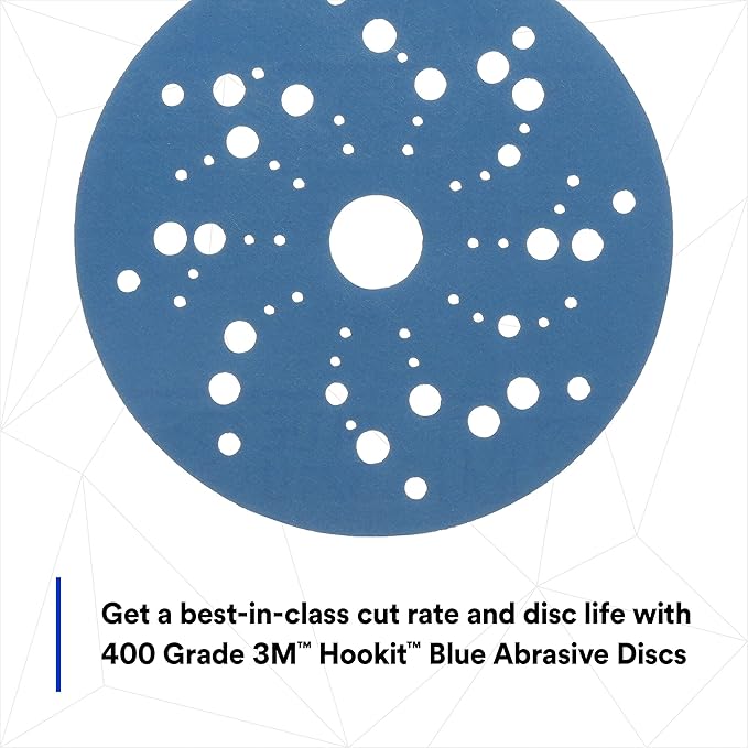 3M Hookit Blue Abrasive Ceramic Aluminum Oxide Hook & Loop Disc - 5 in Diameter Multi-Hole Vacuum Holes - 36166 [PRICE is per BOX]