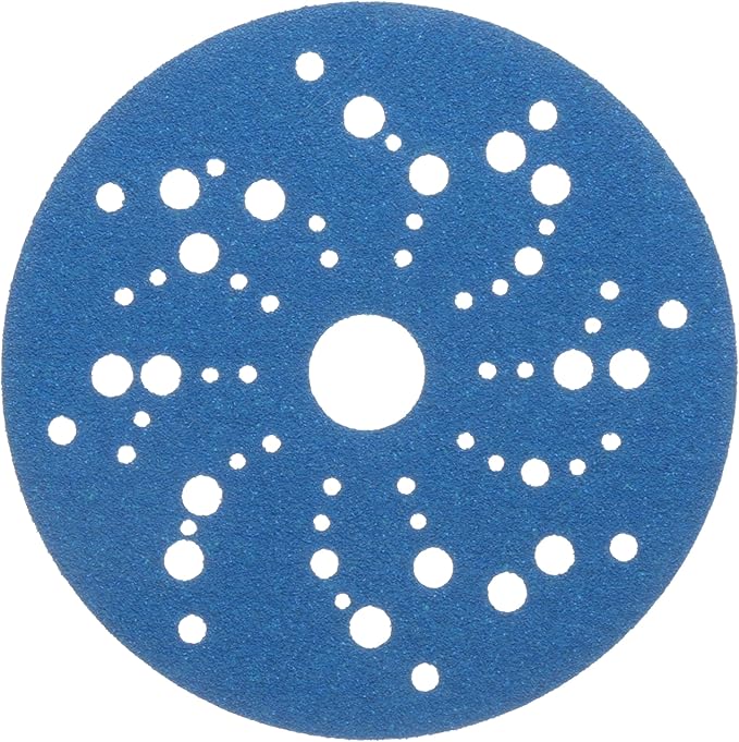 3M Hookit Blue Abrasive Discs 36157, Multi-Hole, 5 in, 80+ Grade, Pack of 50, Virtually Dust-Free, for Auto Sanding, Body Repair, Featheredging, Primer Sanding, Paint Preparation, E-Coat Sanding