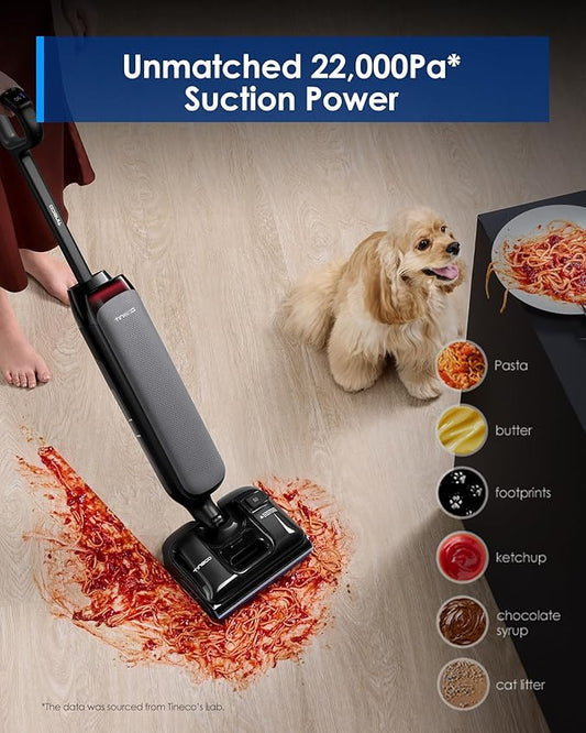 Tineco Wet Dry Vacuum Cleaner 22kPa Suction Floor Cleaner Mop, 50 Min Runtime, iLoop Smart Sensor, DualBlock Anti-Tangle Design, 185??Flashdry, Dual-Edge Cleaning, 180째 Lay-Flat, Floor One S7 Artist