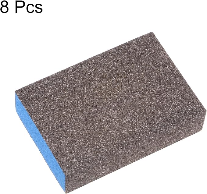 HARFINGTON 8pcs Sanding Sponge Blocks #100 (240-320 Grits) Wet/Dry Hand Sanding Sponges, 100x70x25mm Foam Sanding Block Pad for Polishing Kitchen Metal Wood Drywall Furniture, Brown&Blue