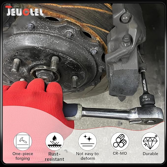 8PCS Hex Impact Bit Socket Set, 1/2-Inch Impact Drive Allen Socket Kit, Cr-Mo Steel Lengthen Hex Screwdriver Socket Adapter