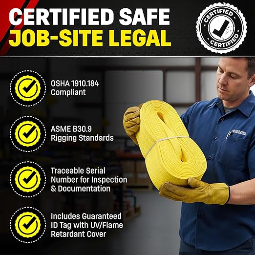DD Sling 3 Inch x 20 Foot Nylon Lifting Sling – USA Made, 8,900 lb Vertical, 7,200 lb Choker, 17,800 lb Basket – 2-Ply Heavy Duty 900 Webbing, Type 4 Twisted Eye & Eye Rigging Sling