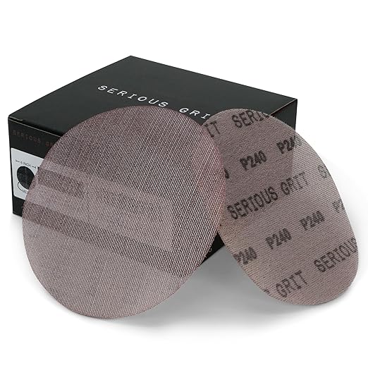 Serious Grit - 6-Inch 220 Grit Ceramic Mesh Sanding Discs - Hook & Loop Dust-Free Net Abrasive for Wood, Drywall, Paint, Auto Body - Long Life Ceramic Grain - Universal Fit 125mm Sandpaper - 50 Pack