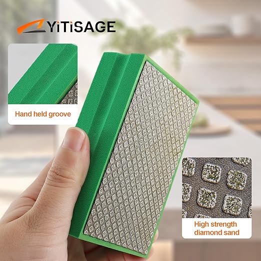4pcs Diamond Hand Polishing Pads Grit 60/120/200/400 Foam Sanding Block for Ceramic Tile Glass Grinding,Sanding Blocks Polishing