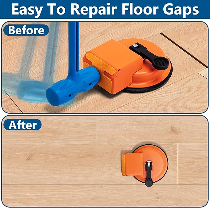 moonoom Floor Gap Fixing Tool, Heavy Duty Floor Gap Repair Kit with 5pcs Sticky Pads, Floors Suction Cup and Mallet for Laminate Vinyl Tile Wood Plank Gaps Efficient Repairs