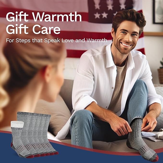 Buttons & Pleats Wool Socks for Men & Women Merino Thermal Warm Cozy Winter Boot Sock