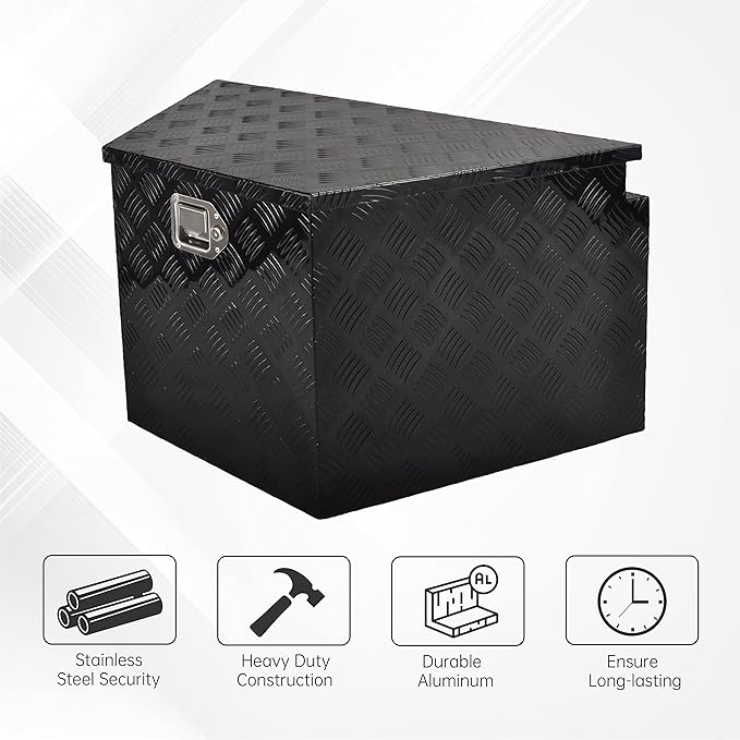 33'' Utility Trailer Tongue Tool Box 5 Bar Tread Tool Box Waterproof Pick Up Truck Storage Organizer with Lock and Key, Black (33"X19"X18")