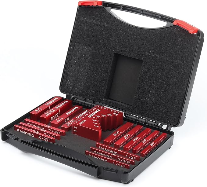 Setup Blocks Woodworking Tools - 16 PCS Height Gauge Block Set with Easy Block, Precision Ruler-Marked Bars - Solid Aluminum Alloy Setup Barsn Saw Gauges for Router and Table Saw Set Up