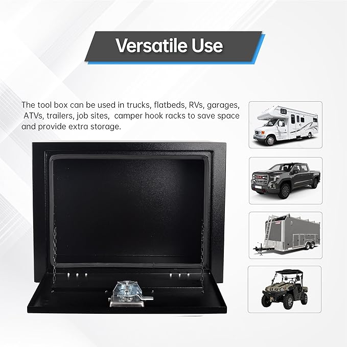 30 Inch Steel Underbody Tool Boxes, Heavy Duty Underbody Toolbox for Truck with Latch, Black (30''*24''*24'')