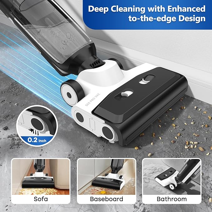 4-in-1 Steam Vacuum Mop - High-Performance Wet Dry Floor Cleaner for Hardwood Floors Carpets, 212째F Steam for Tough Stains, Self-Cleaning LED Display