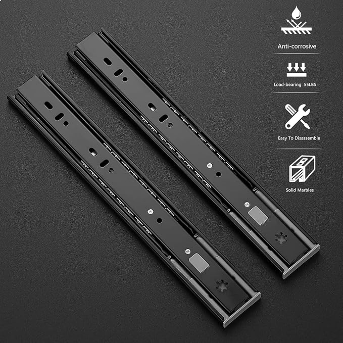 Ravinte 12 Inch Soft Close Drawer Slides 5 Pairs 10 Pack Black Full Extension Ball Bearing Drawer Glide Side Mount