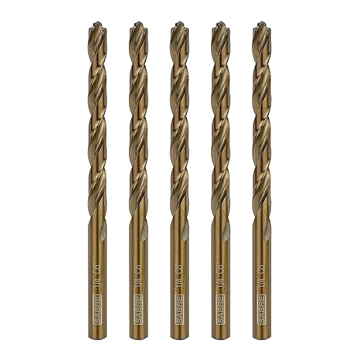 1/4 Inch Cobalt Drill Bits 5pcs Heavy-Duty Metal Drill Bit Set for Steel, Cast Iron (1/4" x 4")