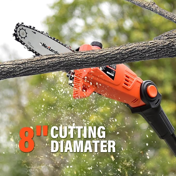 8 Inch Cordless Pole Saws, 20V Electric Pole Saw for Tree Trimming with 2 x 3.0Ah Battery & Charger, 16ft/s Cutting Speed Auto Oiling Multi-Angle Pole Chainsaw,15-Feet Maximum Adjustable Reach