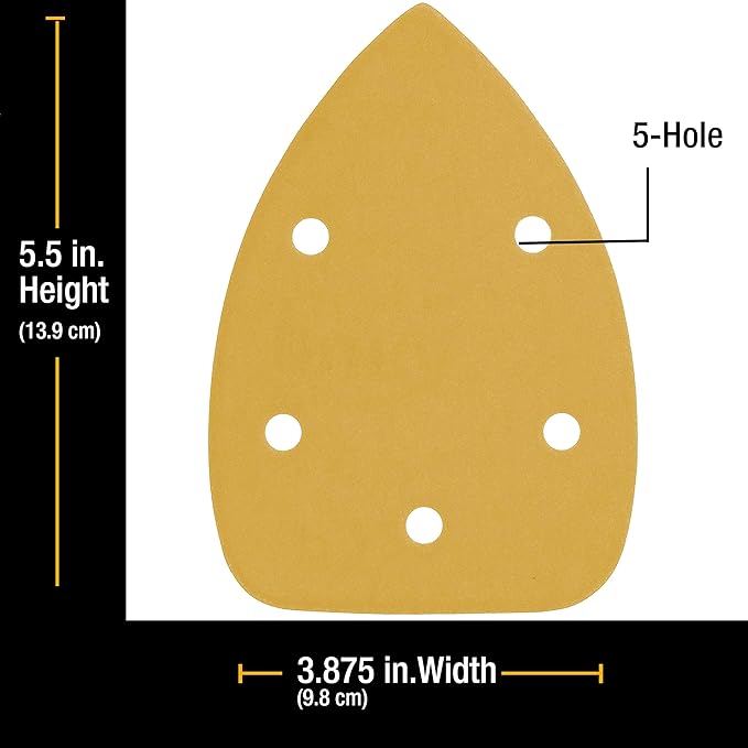 Dura-Gold Premium Mouse Detail Sander Sandpaper Sanding Sheets - 3000 Grit (Box of 18) - 5 Hole Pattern Hook & Loop Triangle Mouse Discs - Woodworking Wood Crafting, Automotive Color Sanding Polishing