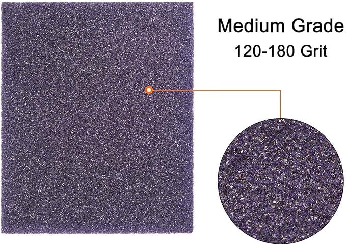 HARFINGTON 16pcs Medium Grit Sanding Sponge Blocks 120-180 Grit Foam Sanding Block Pad for Polishing Kitchen Metal Wood Drywall, 120x100x12mm, Purple