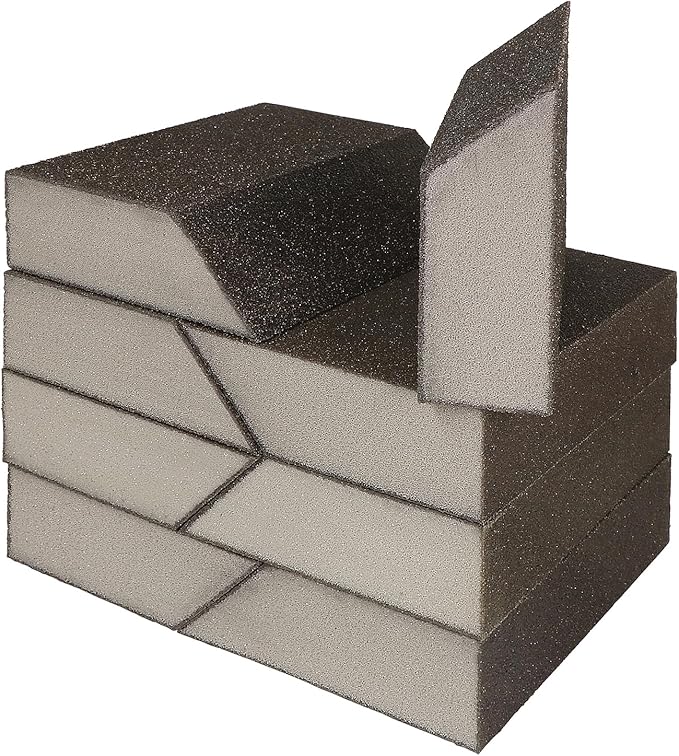 8pcs Angled Sanding Blocks Assortment Kit, Sponge Sand Block Washable and Reusable, Wet & Dry Sandpaper Block for Wood Metal Drywall and Furniture Paint - 60/80/100/120 Grit