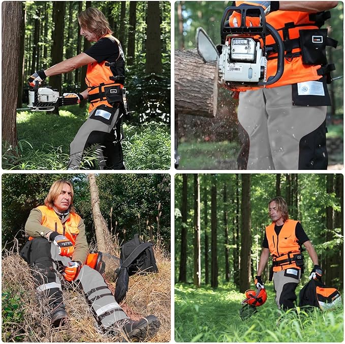 Technical Wrap Chainsaw Chaps by UL Class A 8 Layers Chainsaw Pants Apron Style Black Gray