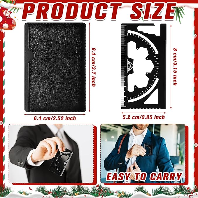 Cholemy 12 Pcs Credit Card Wallet Multitool 46 in 1 Metal Stainless Steel Survival Pocket Tool Multipurpose Bottle Opener Bulk for Men Christmas Stocking Stuffer Gift(Black,Chic Style)