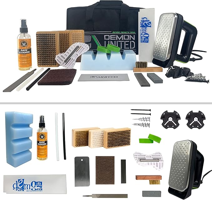 Demon Park Ranger Ski & Snowboard Tuning Kit with Iron, 1lb Wax Block, Base Cleaner & Snowboard Wall Mount Hanger