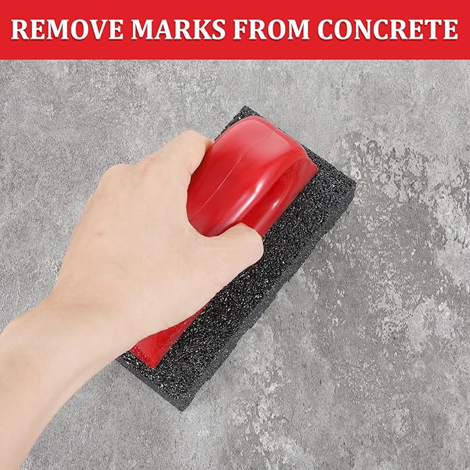 3 Pcs Rub Brick with Handle, Fluted 20-Grit Carbofrax Surface Concrete Tools Masonry Tools Smoothing Cleaning Removing Marks Tool (Red)