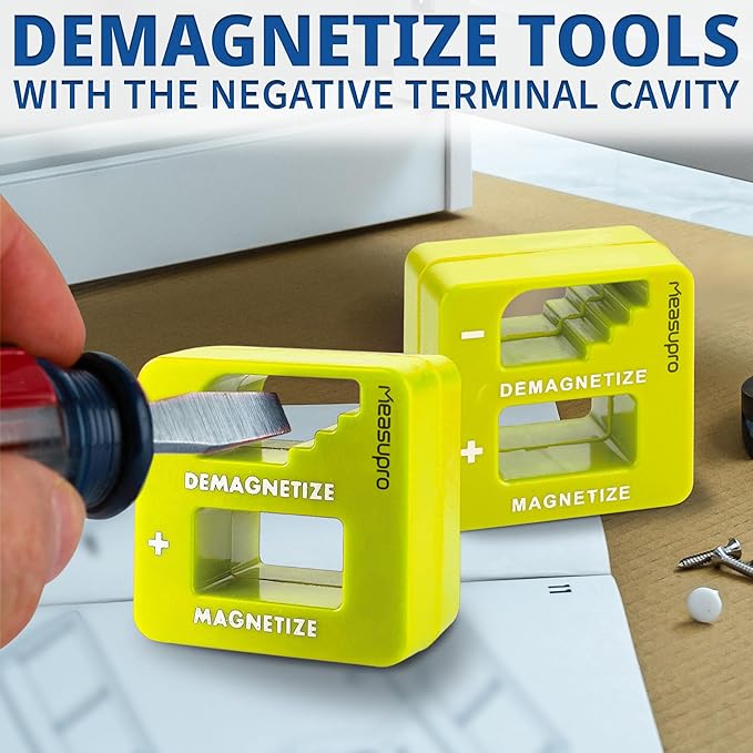 Demagnetizer and Magnetizer - Yellow - 3 Pack - for Screwdrivers Tips, Bits, and Small Tools, Large or Big Screws, Drills, Drill Bits, Sockets, Nuts, Bolts, Nails and Precision Construction