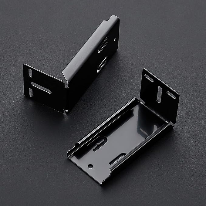 5 Pairs - 10 Pack Black Heavy Duty Rear Mount Brackets for Soft Close Cabinet Drawer Slides, Metal Replacement Part for Full Extension Ball Bearing Side Mount Drawer Track Guide
