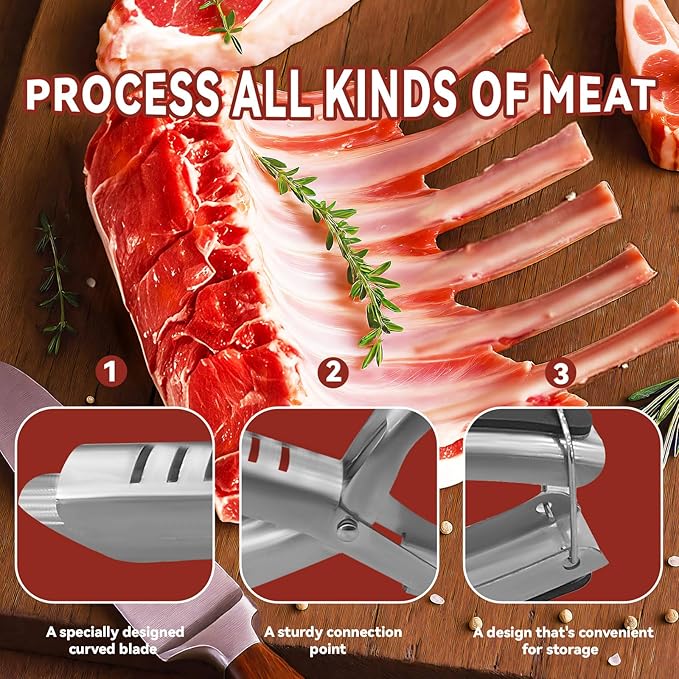 Rib Membrane Remover Stainless Steel Tool Kit, Ergonomic Handle for Easy Prep, Dishwasher Safe BBQ Accessory for Grilling and Cooking (1 Pack)