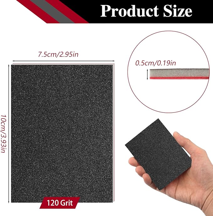 27 Pcs Sanding Sponge Pads 120 Grit, Wet Dry Washable Foam Sanding Block, Abrasive Sand Paper, Reusable Sanding Paper for Hand Sanders, Wood, Metal, Auto, Drywall, Furniture Polishing