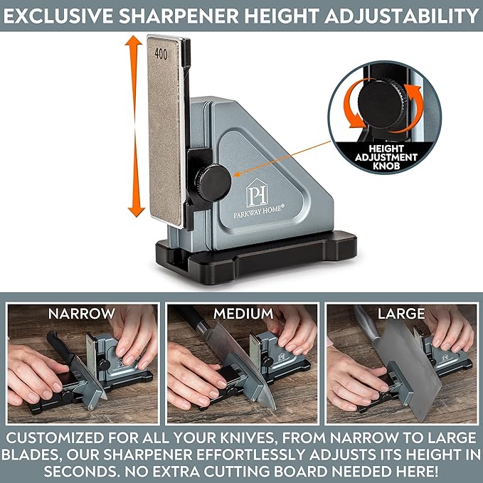 Rolling Knife Sharpener with Adjustable 10째 to 40째 Options and Adjustable Grinding Height, Knife Sharpener Kit, Roller Knife Sharpening System