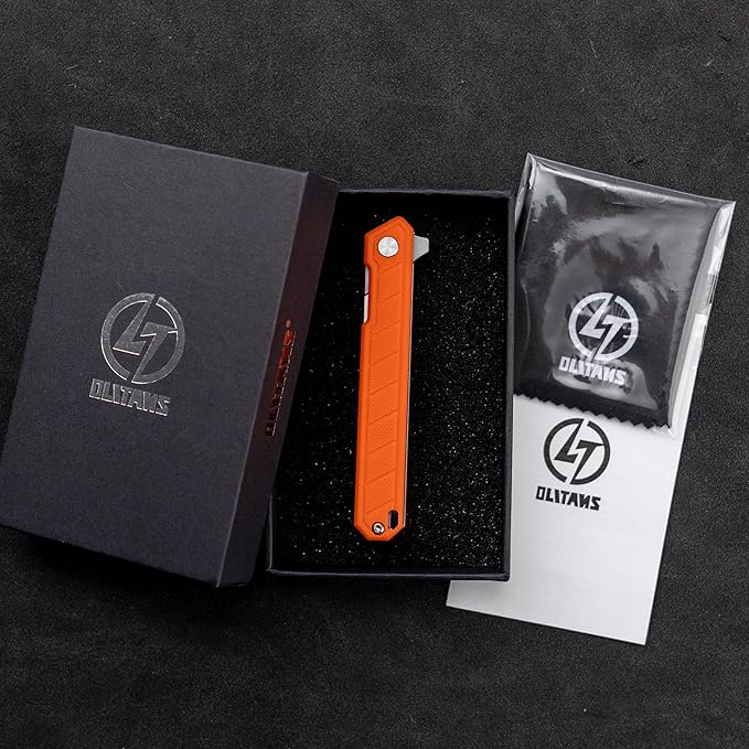 G046 Mecha Mini Slim Folding Scalpel with 5pcs #24 and 5pcs #60 G10 Handle with Liner Lock, Utility EDC Pocket Knife with Back Clip（Orange）