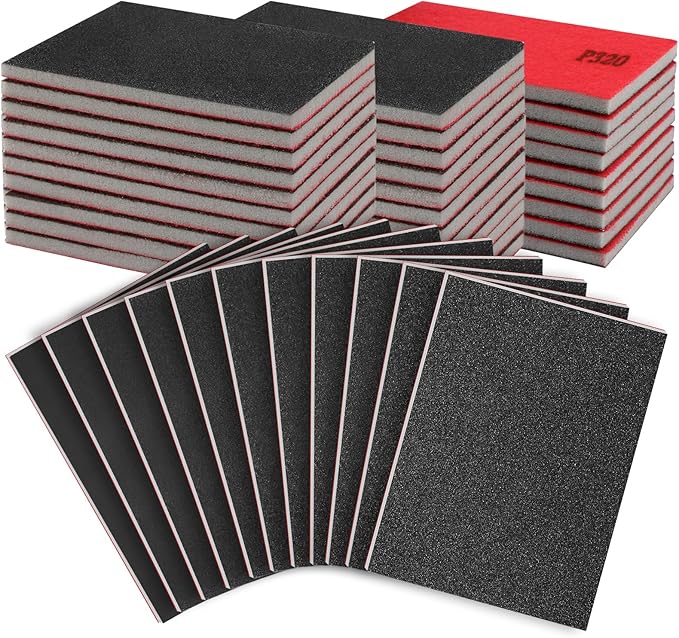 27 Pcs Sanding Sponge Pads 320 Grit, Wet Dry Washable Foam Sanding Block, Abrasive Sand Paper, Reusable Sanding Paper for Hand Sanders, Wood, Metal, Auto, Drywall, Furniture Polishing
