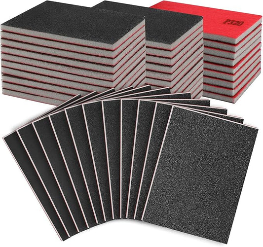 27 Pcs Sanding Sponge Pads 320 Grit, Wet Dry Washable Foam Sanding Block, Abrasive Sand Paper, Reusable Sanding Paper for Hand Sanders, Wood, Metal, Auto, Drywall, Furniture Polishing