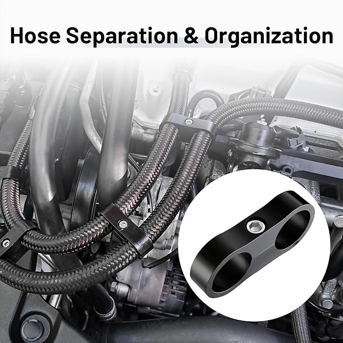 EVIL ENERGY Hose Separator Clamp,Fuel Line Mounting Clamp Aluminum Black (10, AN12)