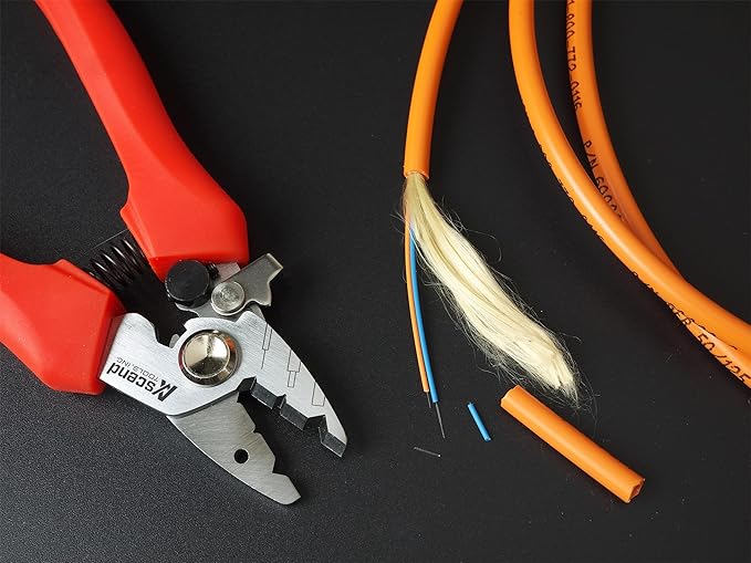 Ascend Tools 5.5 inch Three Hole Fiber Optic Stripper for Cable Splicing, Cable Preparation, Stripping Jacket, Buffer and Cladding from Fiber Core