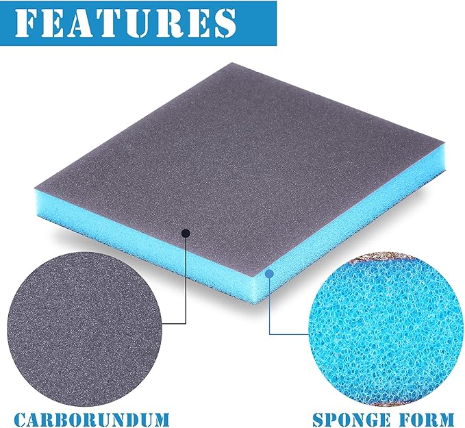 16Pcs 80 Grit Sanding Sponge, Jamiikury Sanding Blocks Washable and Reusable, Wet Dry Sandpaper Sponge for Wood Metal Furniture Paint and Drywall