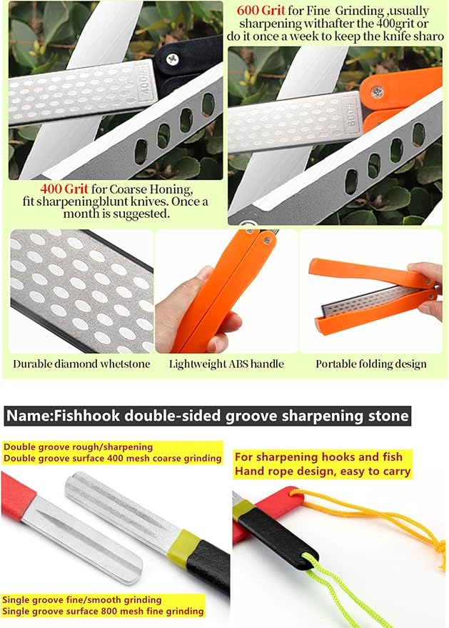 400/600 Grit Portable Handheld Double Sided Sharpener Pocket Diamond Knife Sharpening Stone, Portable Fish Hook File Fishing Hook Sharpener,Dart Sharpener for Steel Tip(4pcs)