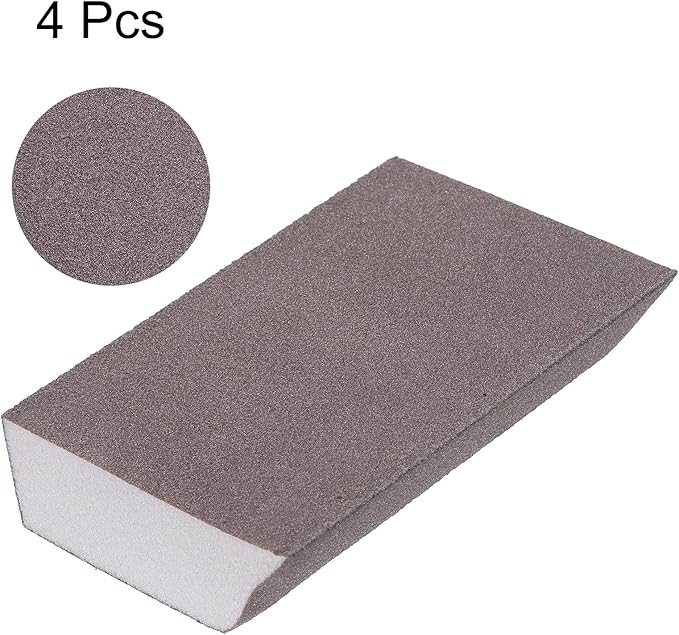 HARFINGTON 4pcs Sanding Sponge Blocks 1500 Grit Sanding Sponge with Angled Edge 4"x2.8"x1", Washable and Reusable Foam Sanding Block for Polishing Kitchen Metal Wood Drywall Home