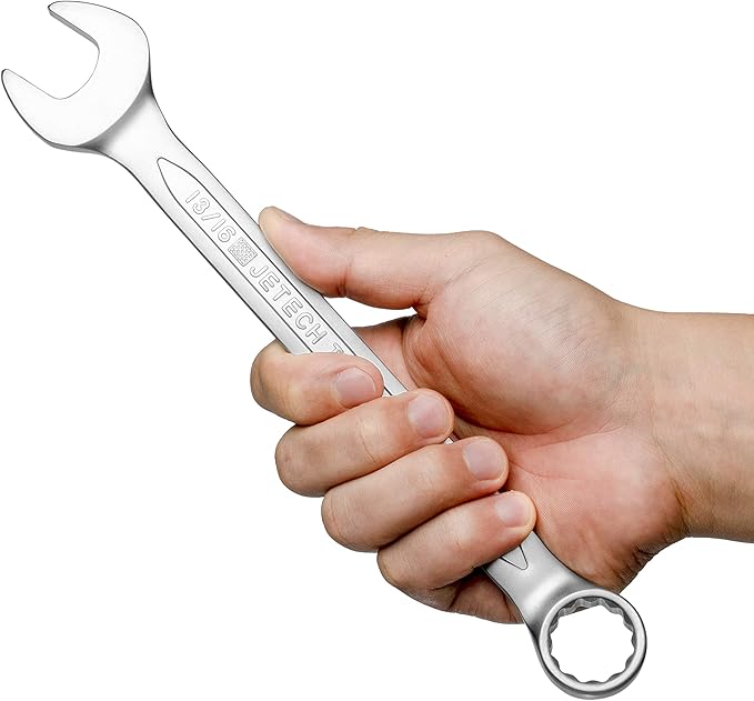 Jetech 13/16" Combination Spanner - Durable SAE Inch Cr-V Steel High Strength Wrench in Sand Blasted Finish