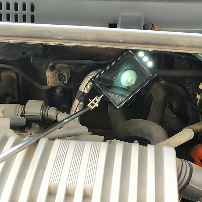 Telescopic inspection mirror with light large telescoping led 360 Inspection Rotating lamp automotive mechanic repair reversing on a stick extendable hand handle car extra held vehicle extended
