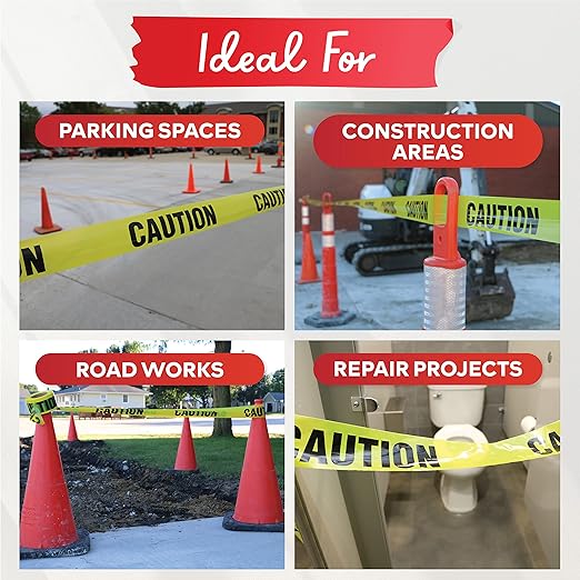 XFasten Yellow Caution Tape Roll, 3 in x 1000 ft, Thick and Durable Yellow Safety Tape for Barricades, Construction, Warning, and Hazard Areas ??Easy to Loop, Weatherproof, and Fading-Resistant