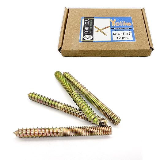 12 Pack 5/16-18 x 3 Inch Hanger Bolts 5/16-18" Double Headed Bolts 5/16 Wood Dowel Screw Self-Tapping Screw Hanger Bolts for Furniture Double Head Threaded Rods Bolt 75mm Length
