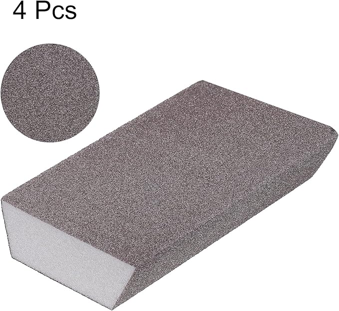 HARFINGTON 4pcs Sanding Sponge Blocks 400-500 Grit Sanding Sponge with Angled Edge 4"x2.8"x1", Washable and Reusable Foam Sanding Block for Polishing Kitchen Metal Wood Drywall Home
