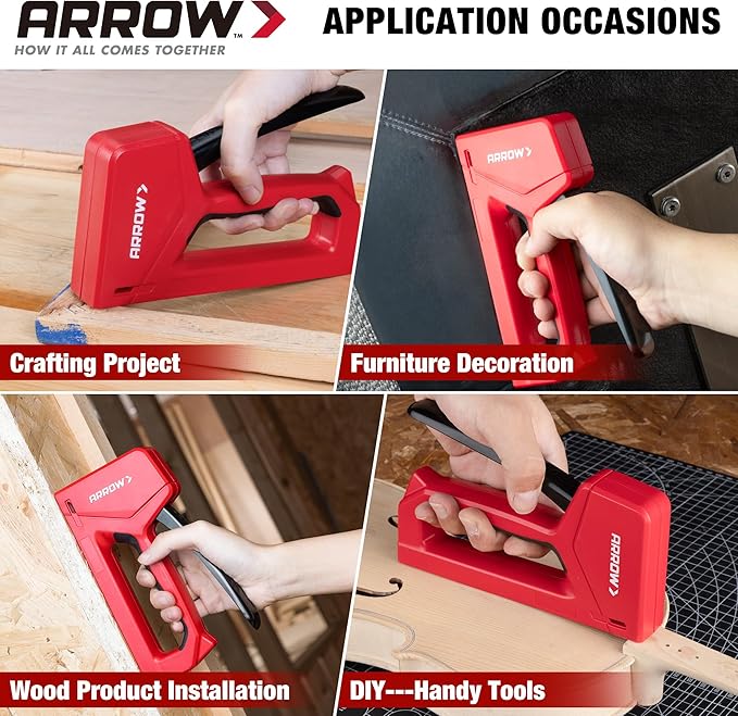 Arrow Light Duty Staple Gun with Safety Lock Function, Upholstery Stapler Gun with 2000 3/8'' JT21 Staples, JT27P Staple Gun for Wood, Material Repair, Furniture Decoration, Crafts and DIY