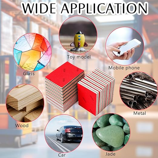 60 Pcs 320-2500 Grit Sanding Sponge, Ultra Fine Sanding Sponges Pads, Soft Foam Shine Block Wet Dry Polish Pads, Ultra Fine Grit Sandpaper for Model Drywall Metal Wood Furniture Polishing