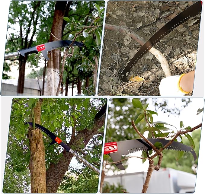 15ft Manual Pole Saw for Tree Trimming, Lightweight Manual Stainless Steel Extension High Pole Pruning Pole Saw for Tree Trimming Branches at Forestry Yard Garden Patio